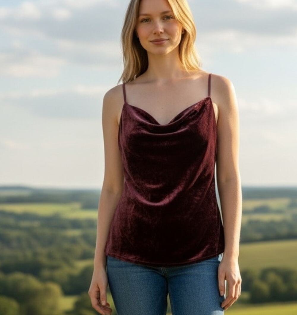 YFB Tank Top 90's Velvet Brown Y2K Size Med Boho Cowl Young Fabulous and Broke
